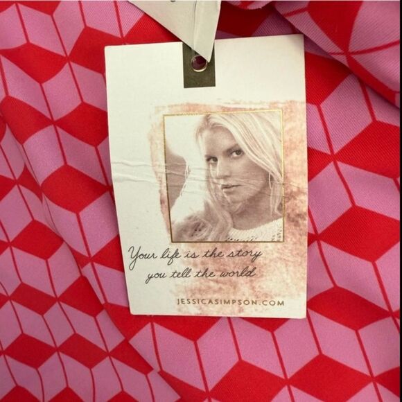 Jessica Simpson Pink Geometric One-Piece Swimsuit Women’s Size Small - Picture 5 of 10